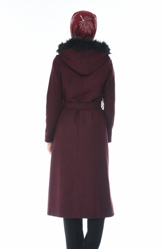 Kürklü Kaşe Kaban 5939-03 Bordo