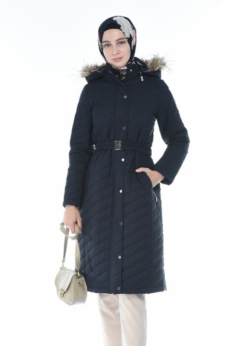 Arched Quilted Coat Navy Blue 505719-04