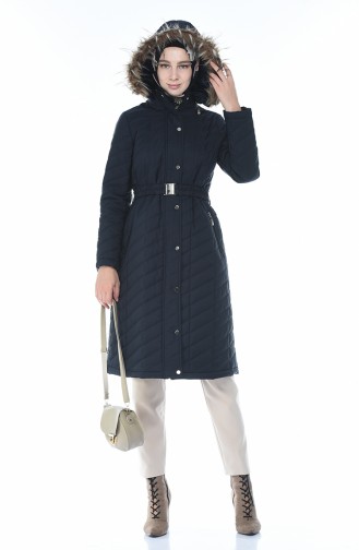 Arched Quilted Coat Navy Blue 505719-04