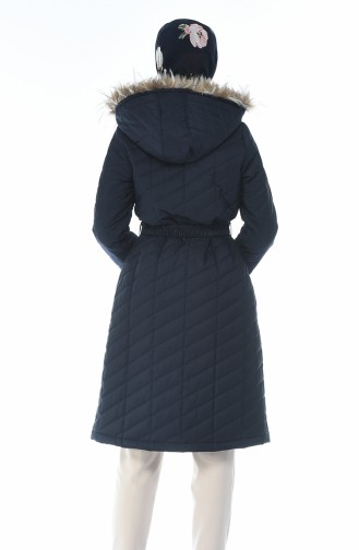 Arched Quilted Coat Navy Blue 505719-04