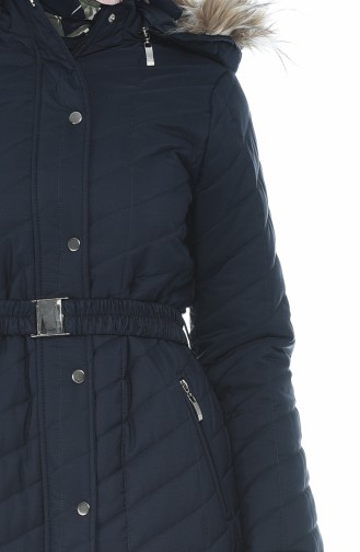Arched Quilted Coat Navy Blue 505719-04