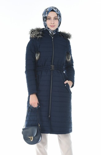 Lined Quilted Coat Navy Blue 509503-03