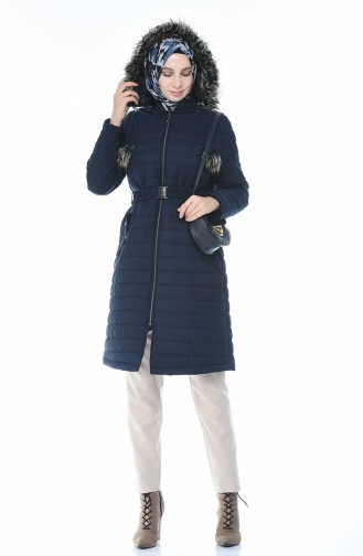 Lined Quilted Coat Navy Blue 509503-03