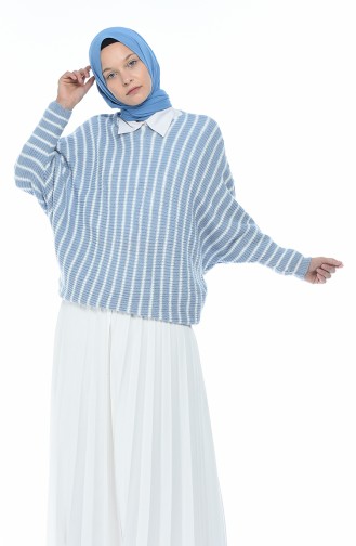 Tricot Striped Sweater Blue 1952-03