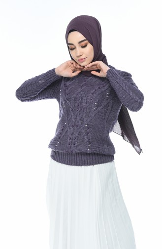 Tricot Sweater with Pearl Purple 8034-02