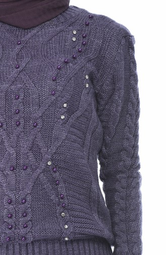 Tricot Sweater with Pearl Purple 8034-02