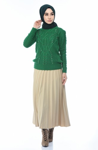 Tricot Sweater with Pearl Green 8034-05