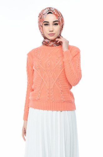 Tricot Sweater with Pearl Coral 8034-07