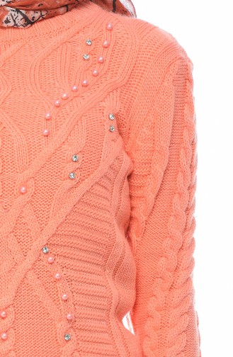Tricot Sweater with Pearl Coral 8034-07