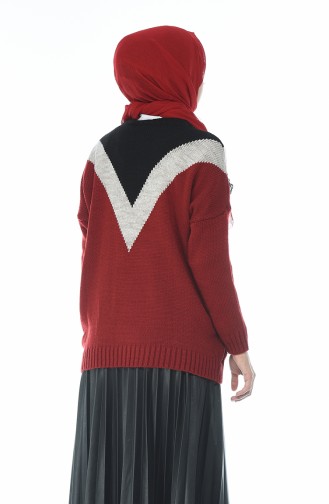 Tasseled Tricot Sweater Bordeaux 8035-05