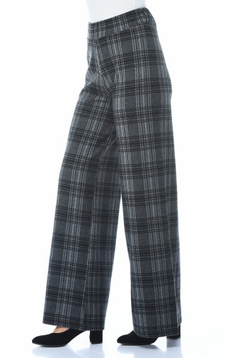 Plaid patterned winter trousers Gray 1005A-01