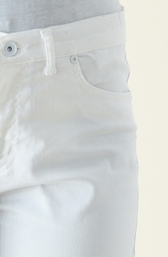 Pantalon Taille Haute 17059-02 Blanc 17059-02