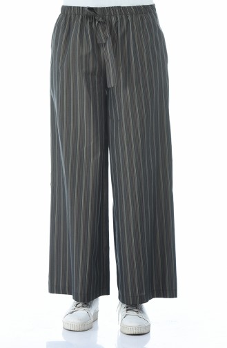 Striped Loose Trousers Khaki 20007-01