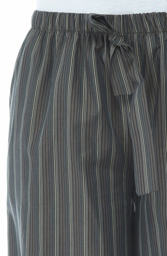 Striped Loose Trousers Khaki 20007-01