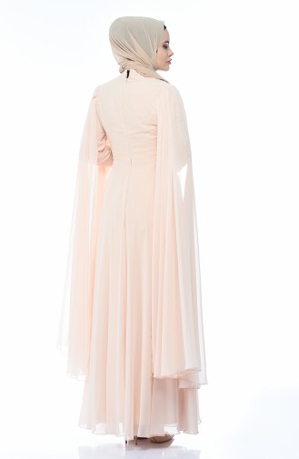 Salmon Hijab Evening Dress 9002-01