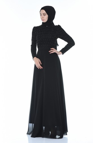 Evening Dress with Pearl Black 3150-01