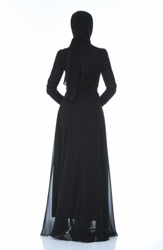 Black Hijab Evening Dress 3150-01