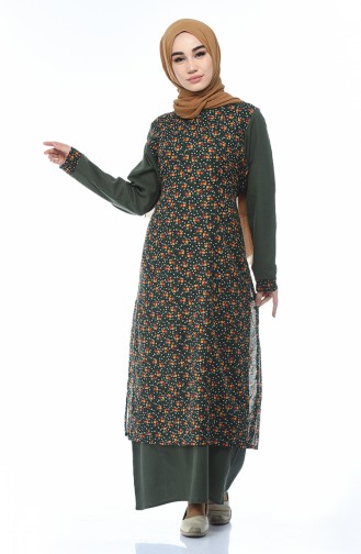 Dark Green Hijab Dress 0100-01