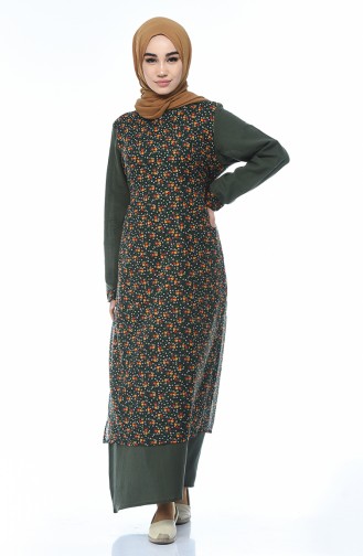 Dunkelgrün Hijab Kleider 0100-01