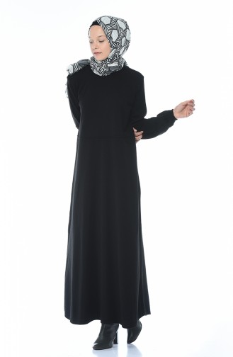 Schwarz Hijab Kleider 4134-01