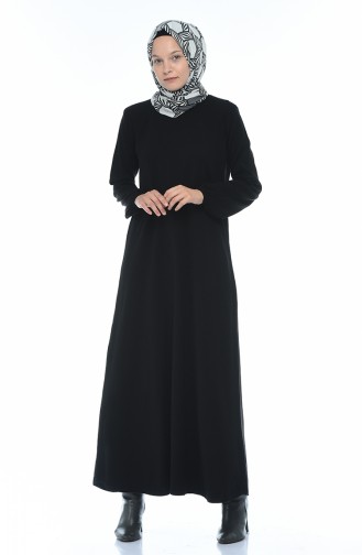 Schwarz Hijab Kleider 4134-01