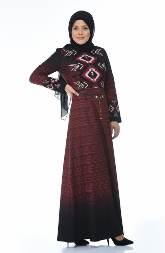 Ziegelrot Hijab Kleider 7K3708101-01