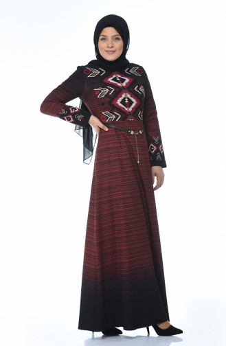 Brick Red Hijab Dress 7K3708101-01