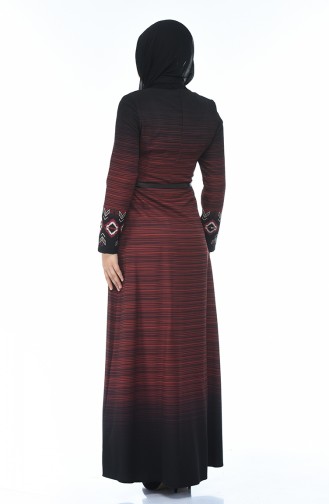 Brick Red Hijab Dress 7K3708101-01