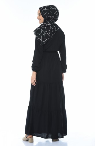 Schwarz Hijab Kleider 1203-03