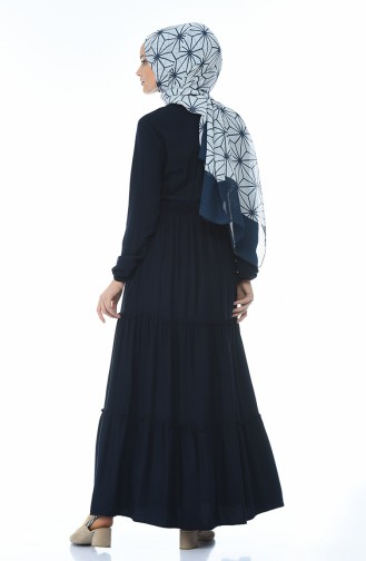 Navy Blue Hijab Dress 1203-04