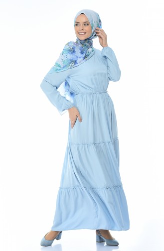 Baby Blue Hijab Dress 1203-06