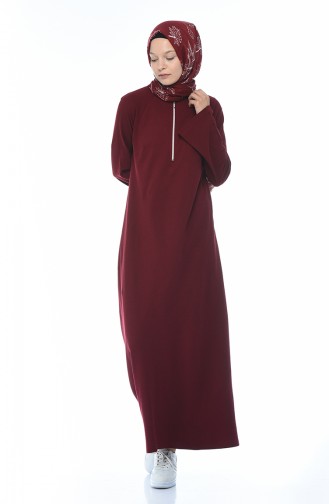 Claret Red Hijab Dress 5031-07
