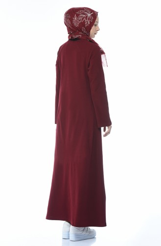 Fermuarlı Örme Elbise 5044-04 Bordo