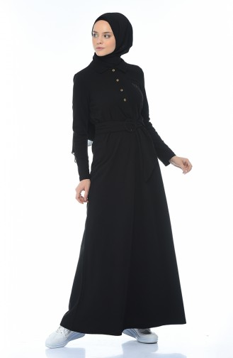 Schwarz Hijab Kleider 5039-06