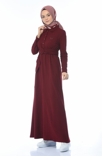 Claret Red Hijab Dress 5039-08