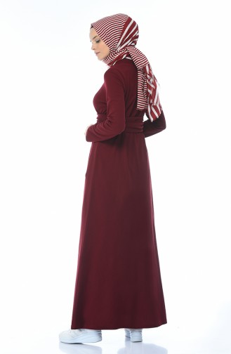 Claret Red Hijab Dress 5039-08