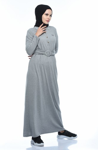 Grau Hijab Kleider 5039-09