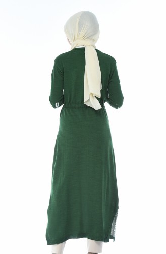 Tricot Waist Pleated Long Tunic Green 2576-01