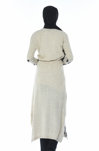 Tricot Waist Pleated Long Tunic Beige 2576-08