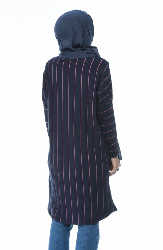 Bat Sleeve Seasonal Tunic Navy Blue Lilac 7931-02