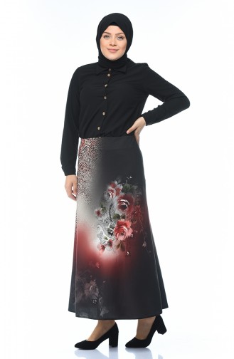 Patterned Skirt Big Size Anthracite 5K8300601-01