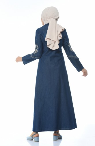 Besticktes Jeans Abaya 1280-01 Dunkelblau 1280-01