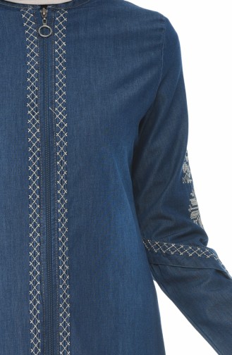 Abaya Jean Brodée 1280-01 Bleu marine 1280-01