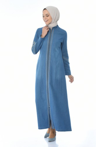 Besticktes Jeans Abaya 1280-02 Jeans Blau 1280-02