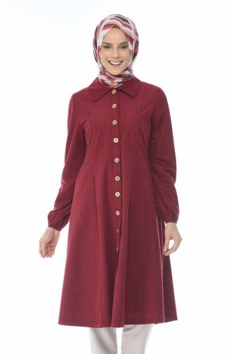 Düğmeli Kadife Kap 0096-04 Bordo