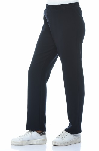 Waist Elastic Trousers Navy Blue 2107-04