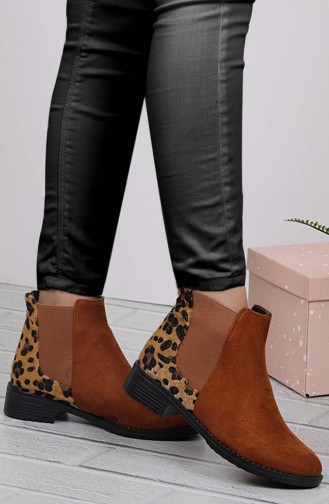 Women Patent Leather Boots Brown Tobacco Leopard 26037-08