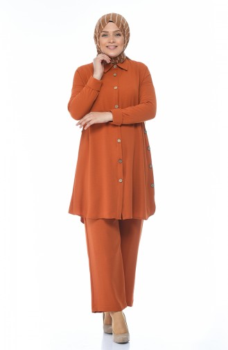 Button Detailed Tunic Trousers Double Suit 0040-01 Tile 0040-01