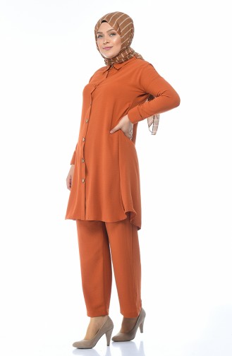 Button Detailed Tunic Trousers Double Suit 0040-01 Tile 0040-01