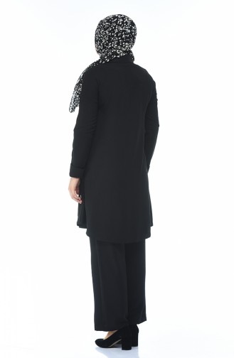 Düğme Detaylı Tunik Pantolon İkili Takım 0040-06 Siyah